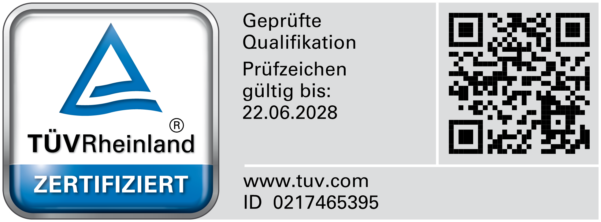 TÜV Rheinland – ZERTIFIZIERT, ID 0217465395